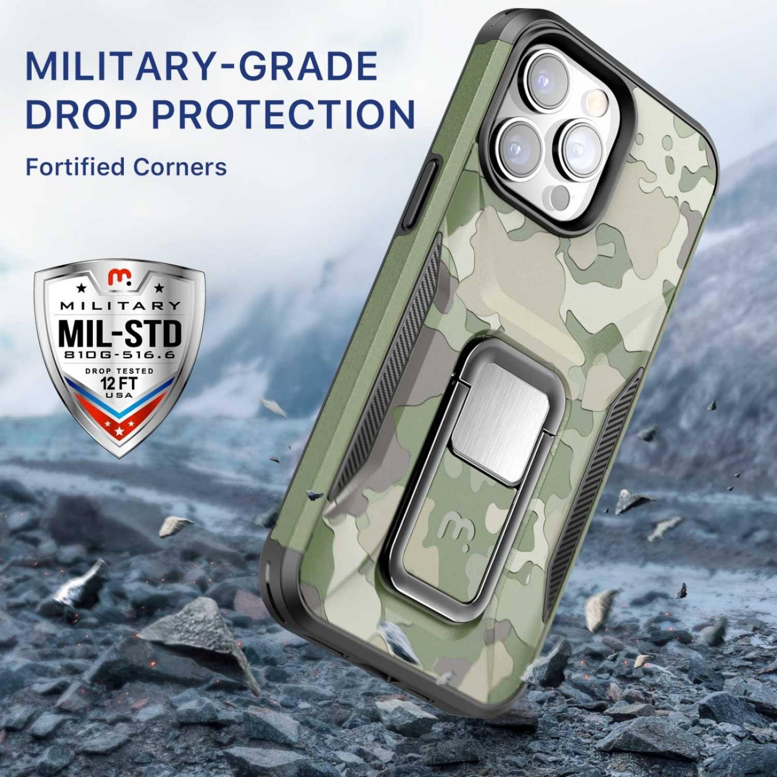 Funda MYBAT Stealth para iPhone 14 PRO - Verde Camo 