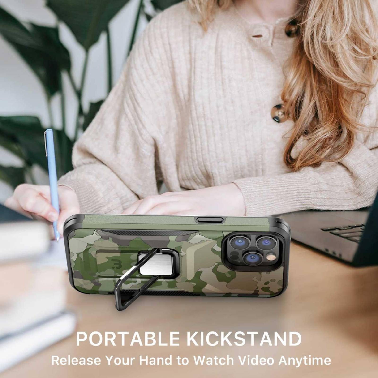 Funda MYBAT Stealth para iPhone 14 PRO - Verde Camo 