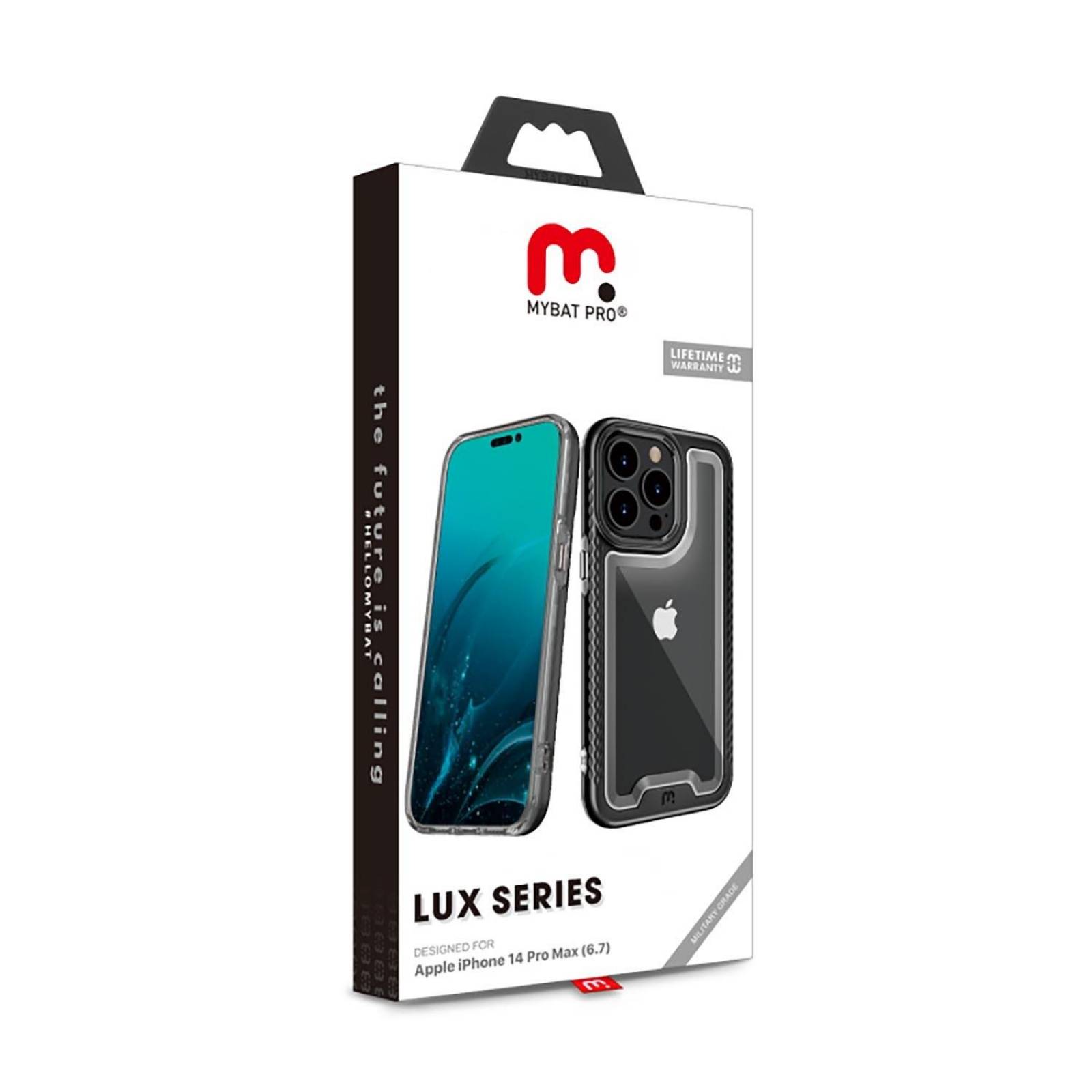 Funda MYBAT Lux para iPhone 14 PRO MAX Negra con mica de cristal 