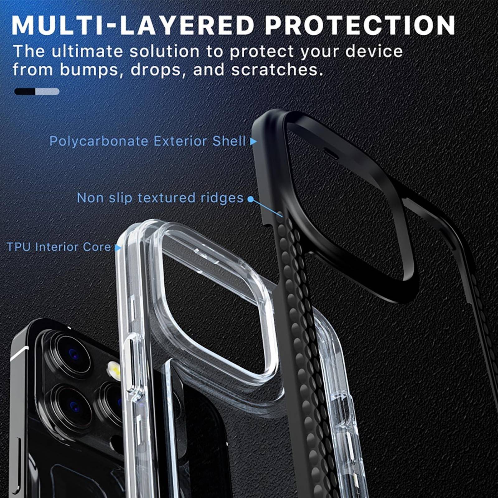Funda MYBAT Lux para iPhone 14 PRO MAX Negra con mica de cristal 