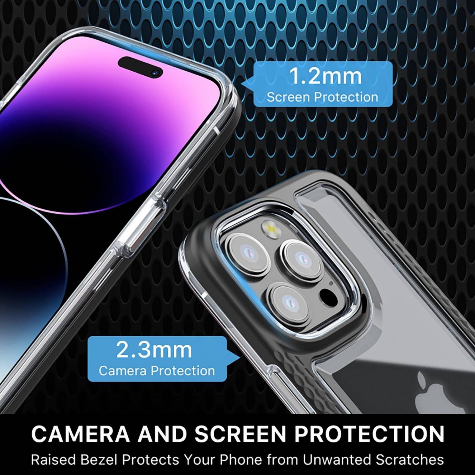 Funda MYBAT Lux para iPhone 14 PRO MAX Negra con mica de cristal 
