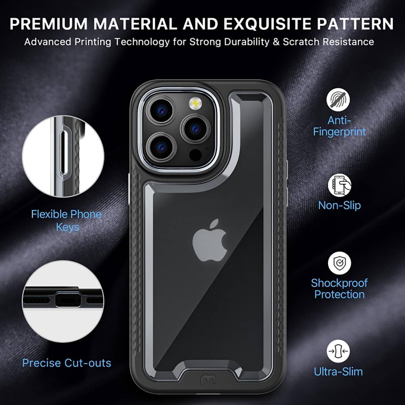Funda MYBAT Lux para iPhone 14 PRO MAX Negra con mica de cristal 