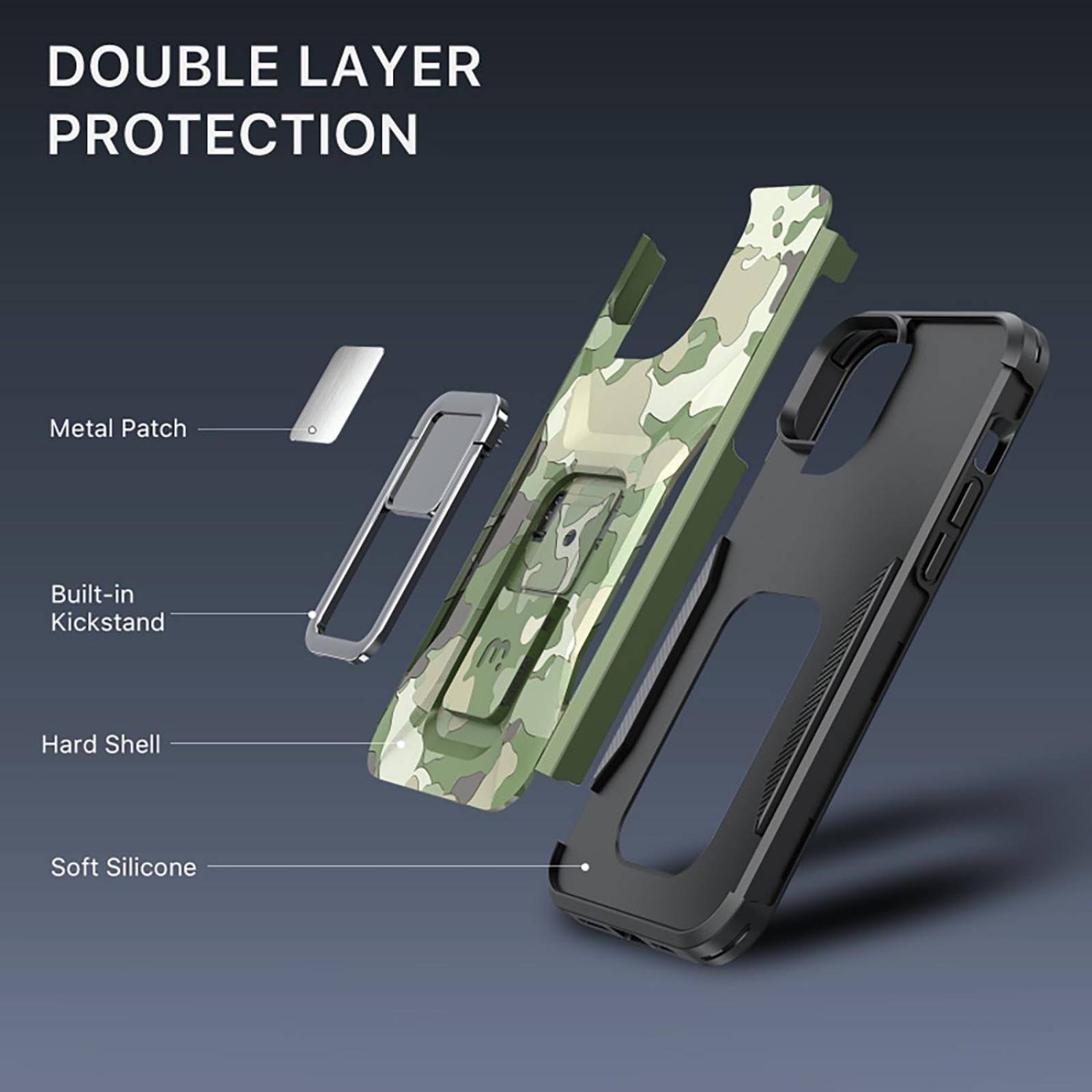 Funda MYBAT Stealth para iPhone 14 - Verde Camuflaje 
