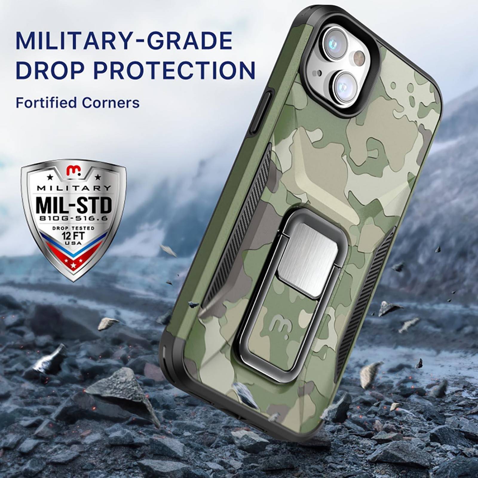 Funda MYBAT Stealth para iPhone 14 - Verde Camuflaje 