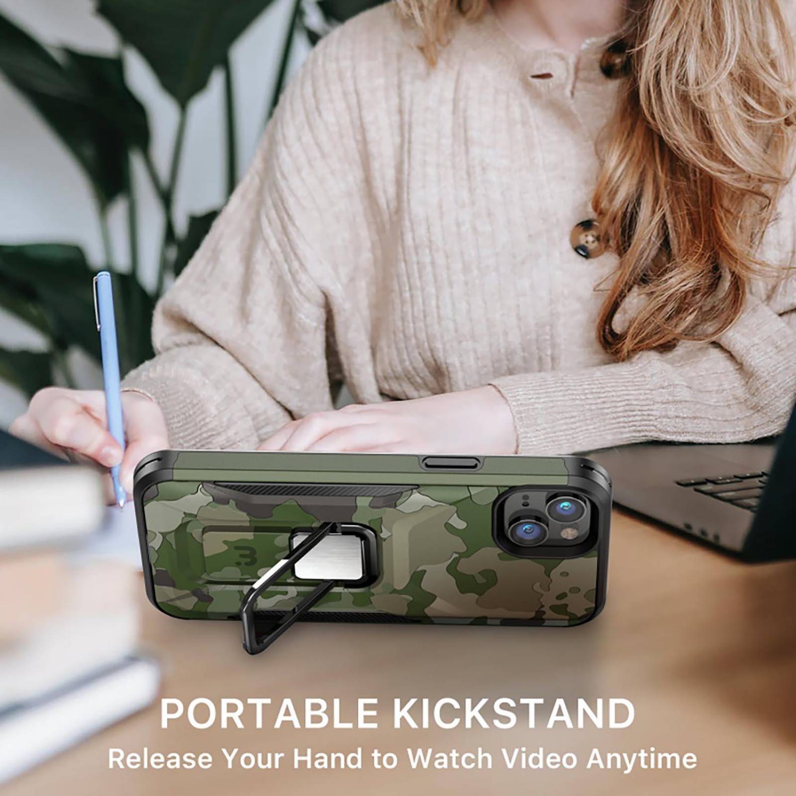 Funda MYBAT Stealth para iPhone 14 - Verde Camuflaje 