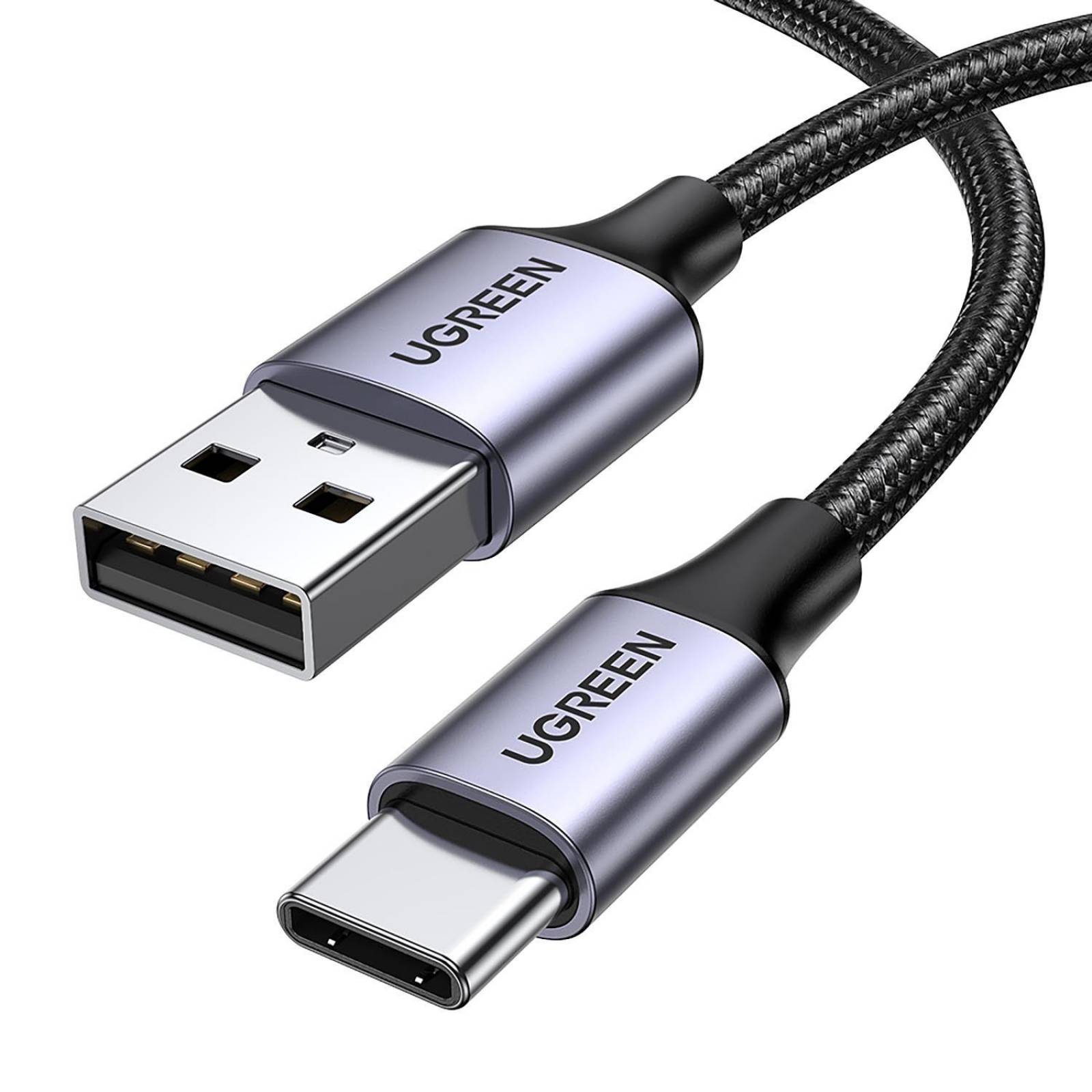 Cable Datos UGREEN USB-A a USB-C 2m trenzado Universal Gris 