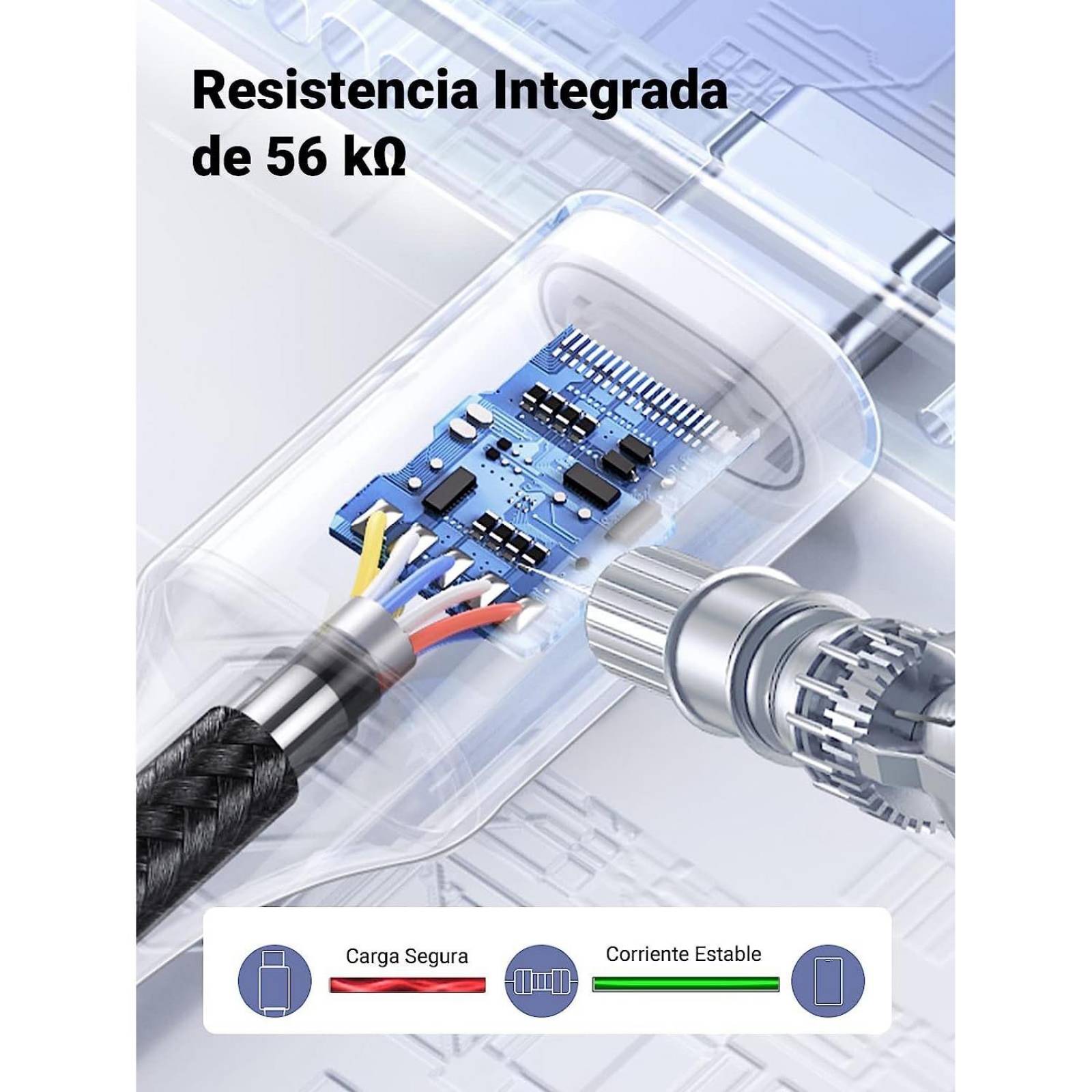 Cable Datos UGREEN USB-A a USB-C 2m trenzado Universal Gris 