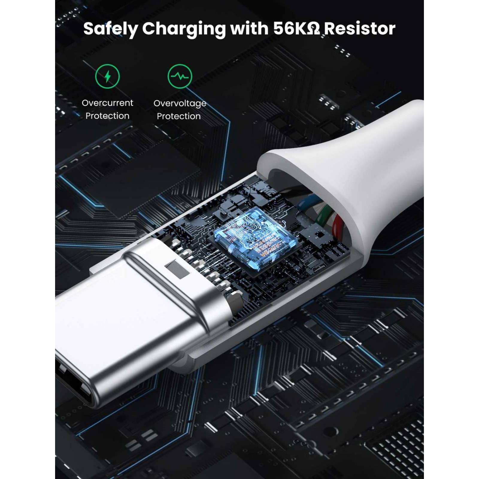 Cable Datos UGREEN USB-A a USB-C blanco 2m trenzado Universal 