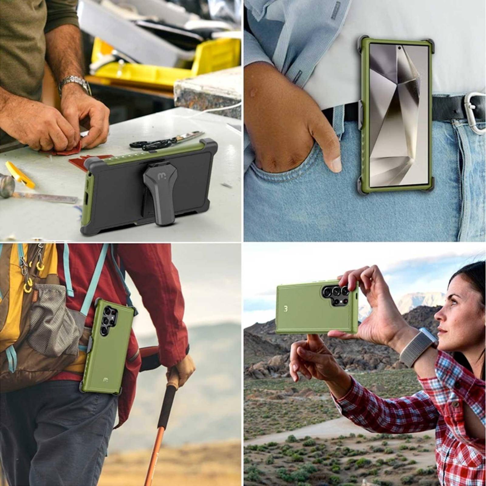 Funda MYBAT Maverick clip para Samsung S24 ULTRA Verde 