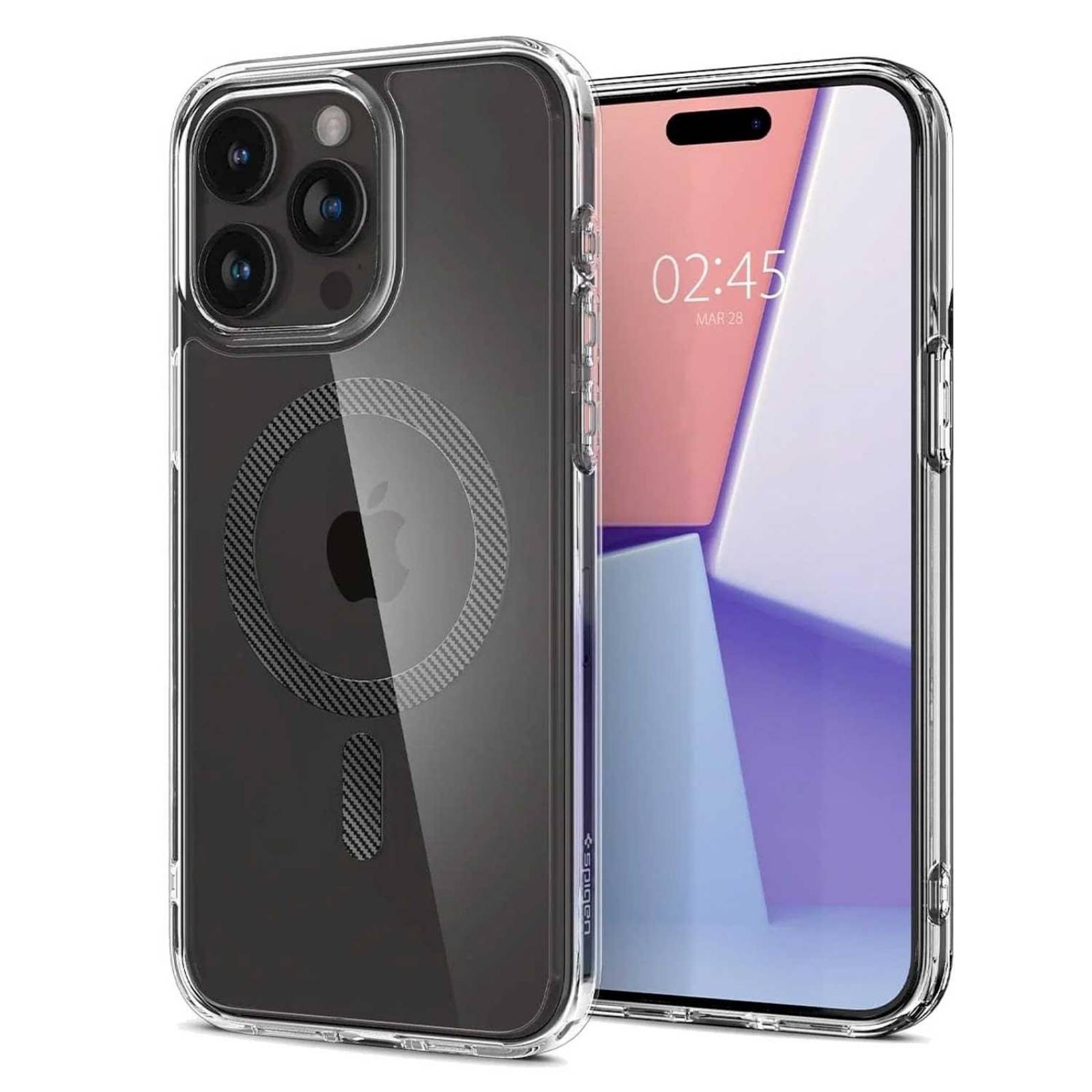 Funda SPIGEN Ultra Hybrid Mag para iPhone 15 PRO Transp Carbon 