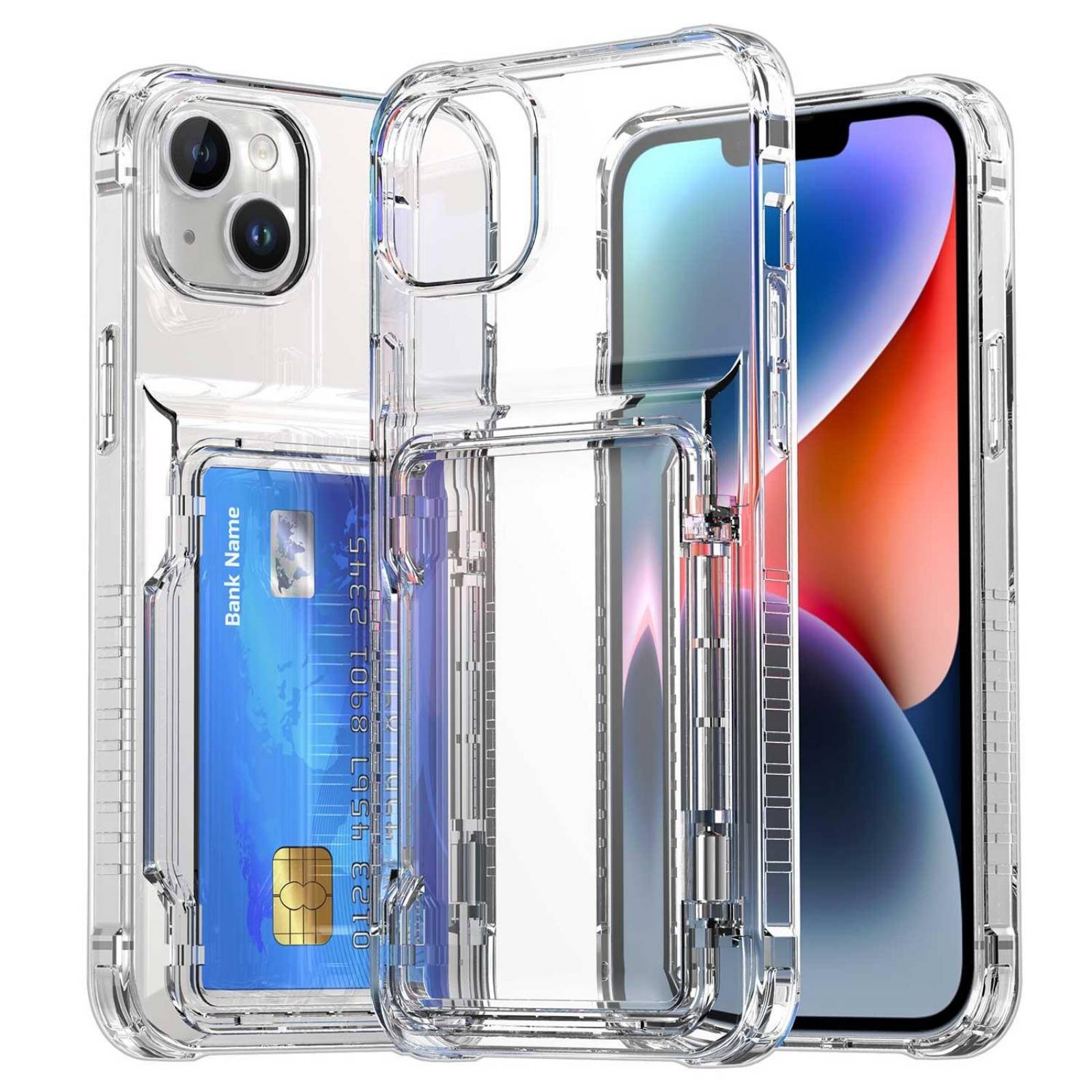 Funda TEKKU TPU Tarjetero para iPhone 15 PLUS Transparente .