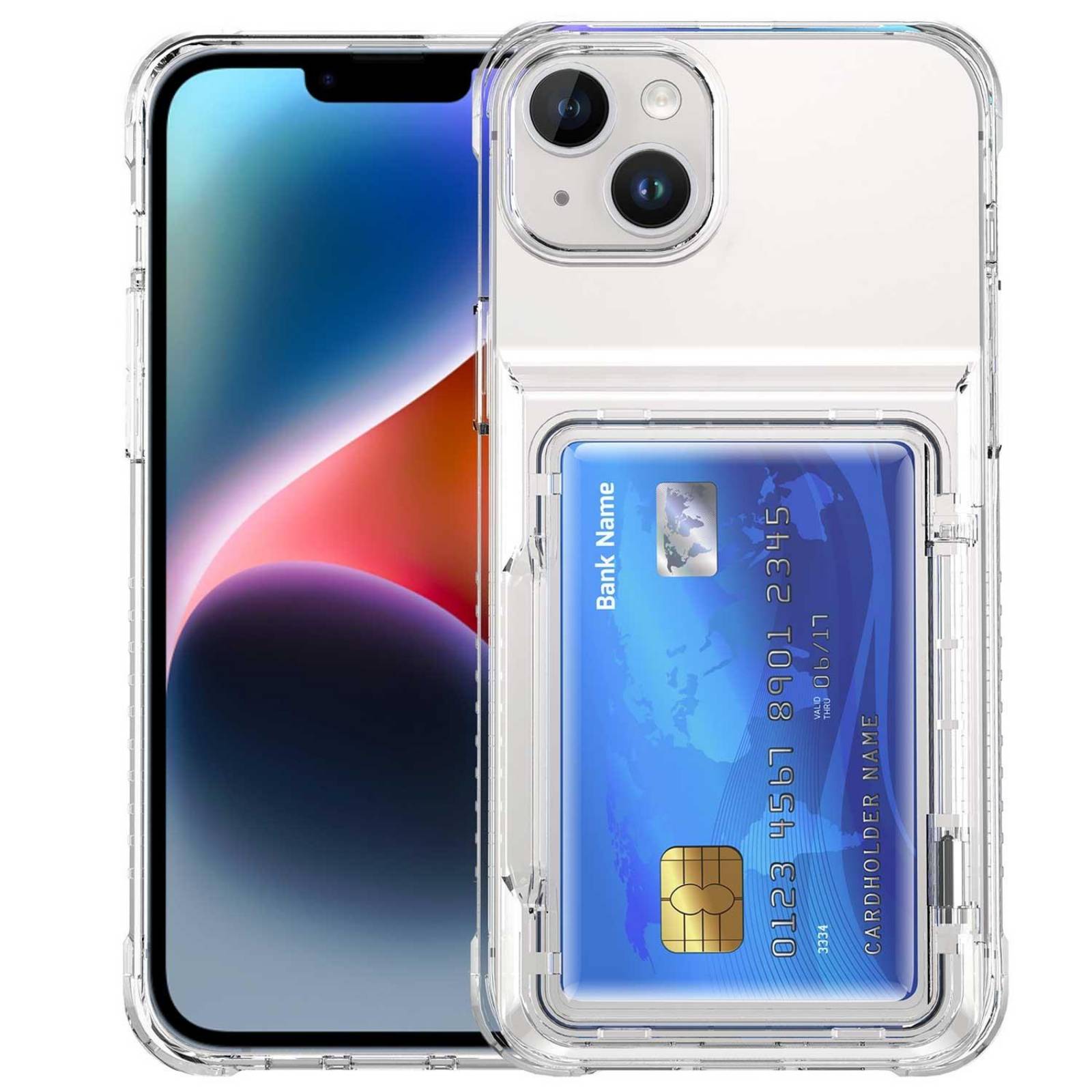 Funda TEKKU TPU Tarjetero para iPhone 15 PLUS Transparente .