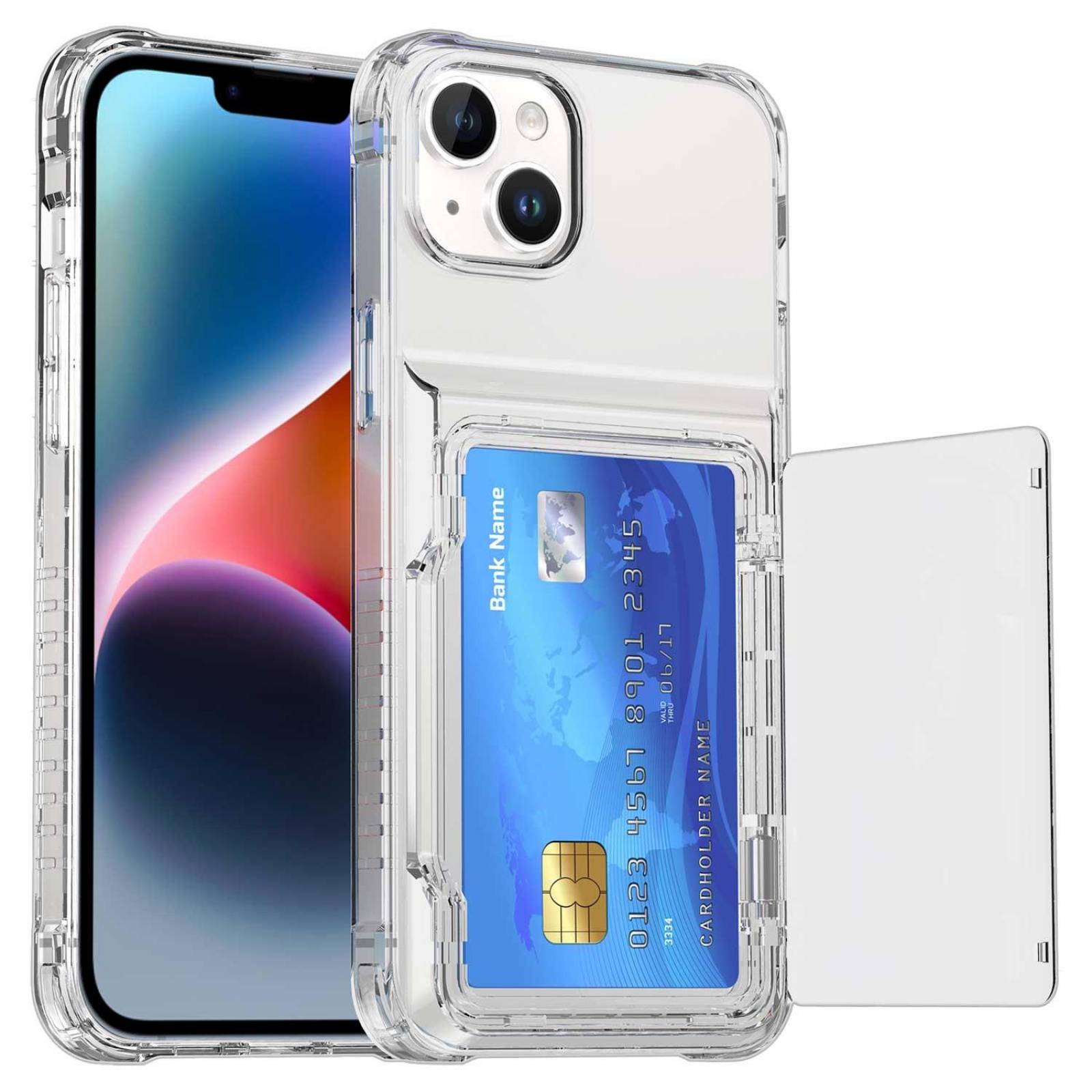 Funda TEKKU TPU Tarjetero para iPhone 15 PLUS Transparente .