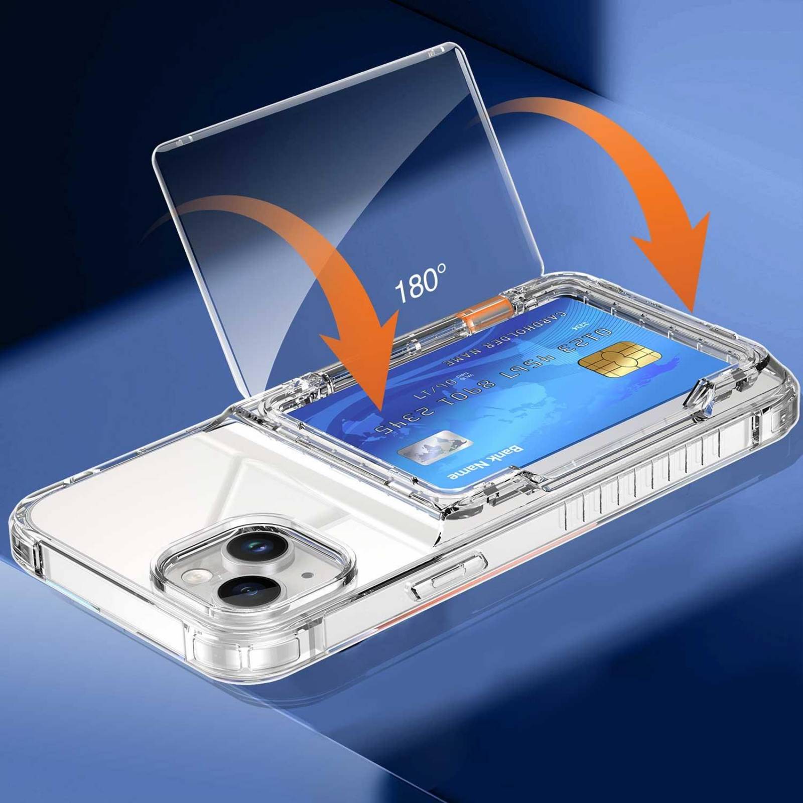 Funda TEKKU TPU Tarjetero para iPhone 15 PLUS Transparente .