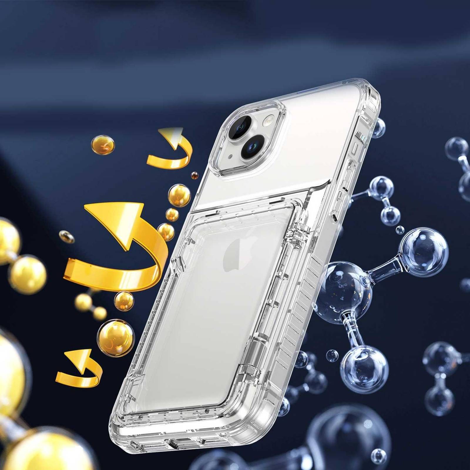 Funda TEKKU TPU Tarjetero para iPhone 15 PLUS Transparente .