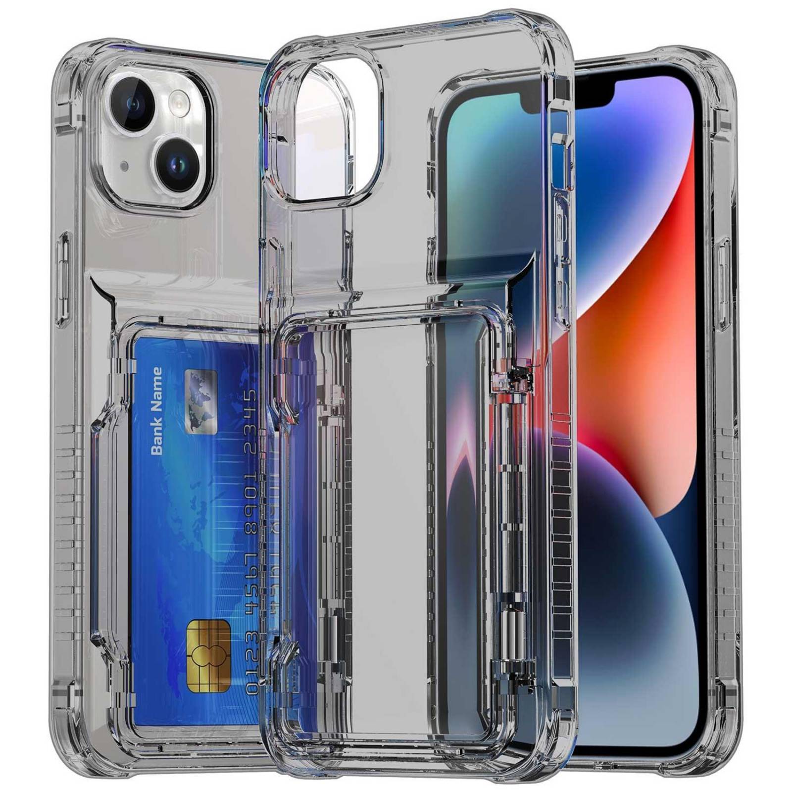 Funda TEKKU TPU Tarjetero para iPhone 15 PLUS Humo 