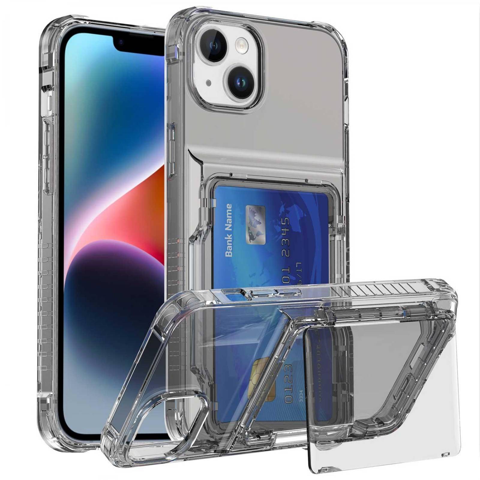 Funda TEKKU TPU Tarjetero para iPhone 15 PLUS Humo 
