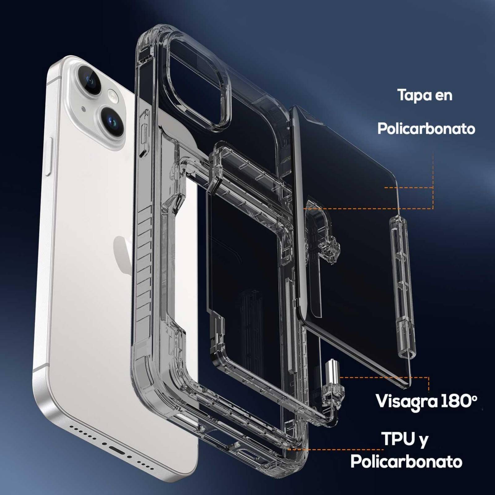 Funda TEKKU TPU Tarjetero para iPhone 15 PLUS Humo 