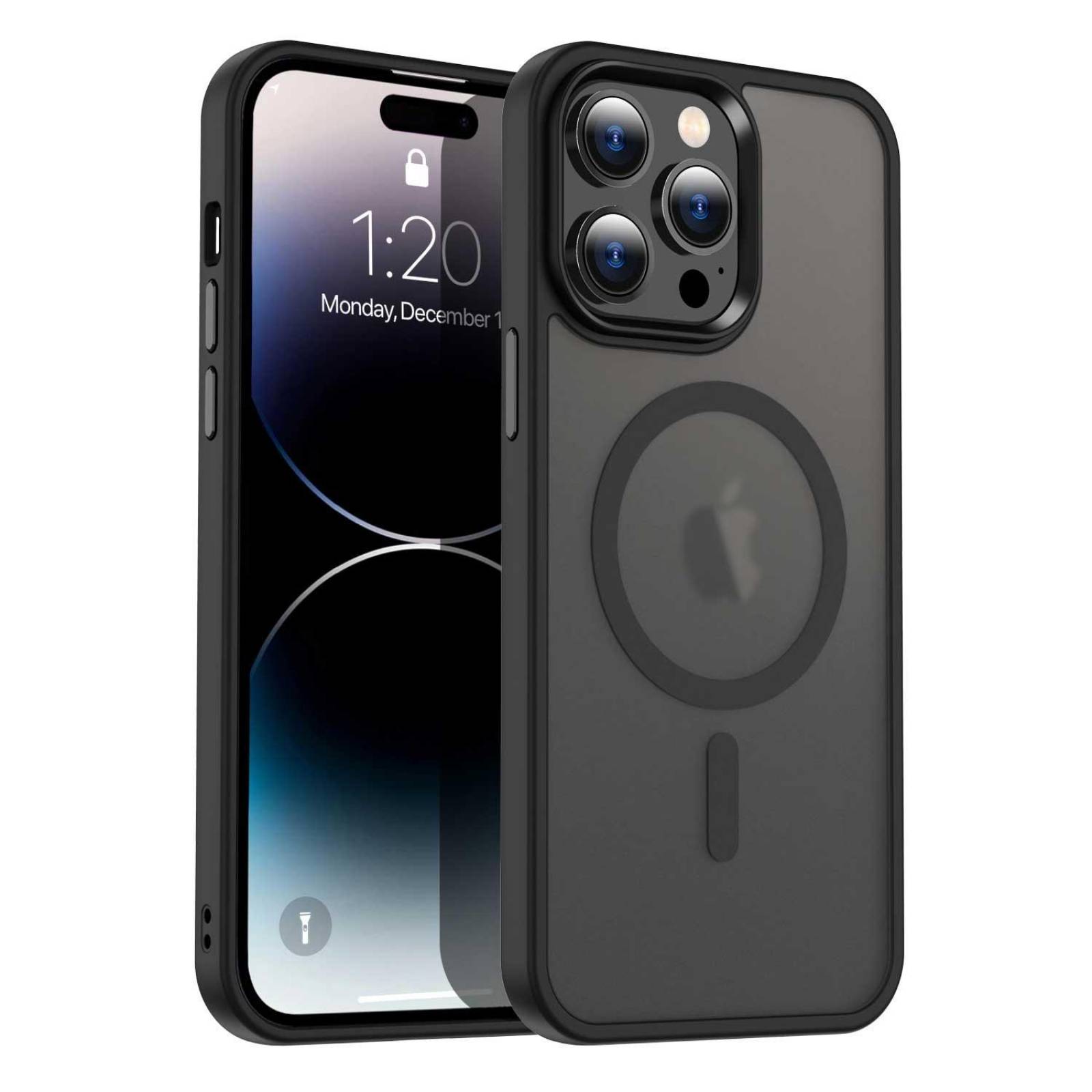 Funda TEKKU Matte Style para iPhone 15 PRO MAX Trans Negra compatible con MagSafe .