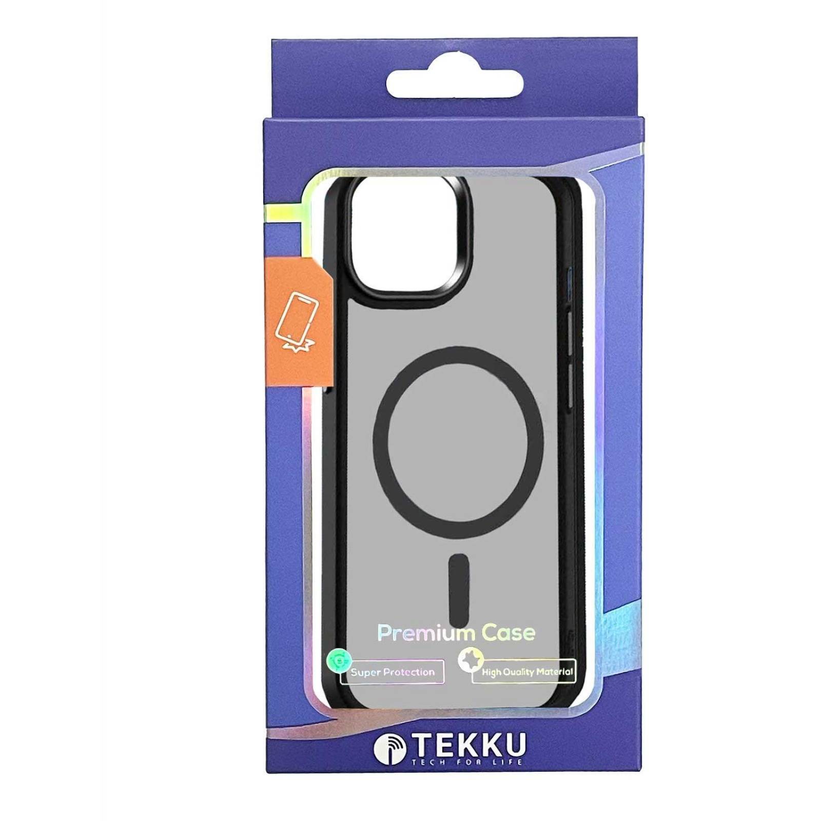 Funda TEKKU Matte Style para iPhone 15 PRO MAX Trans Negra compatible con MagSafe .