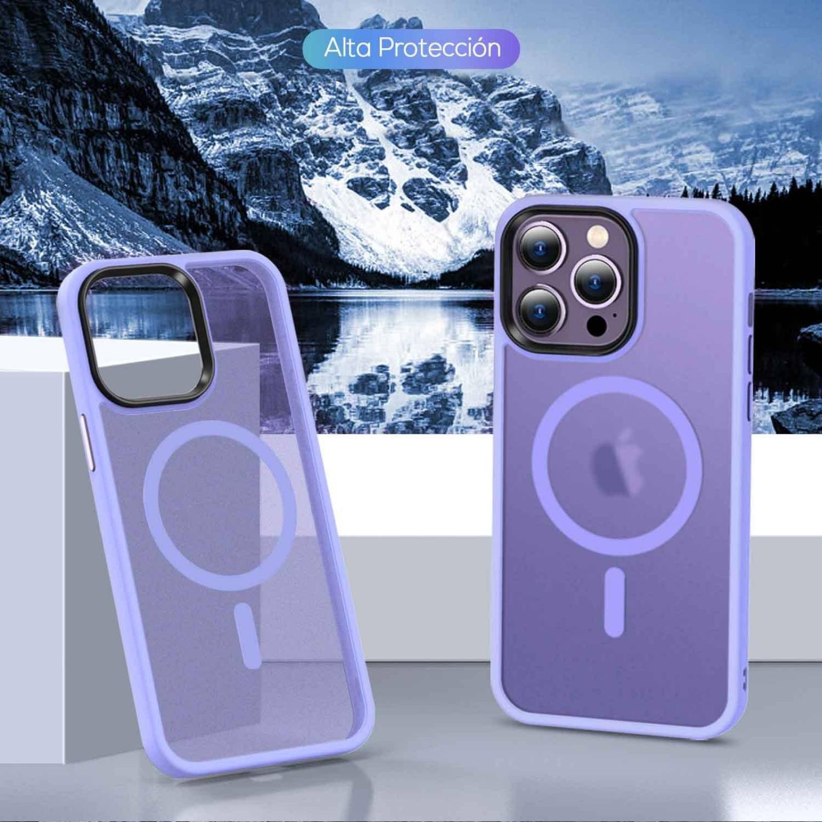 Funda TEKKU Matte Style para iPhone 15 PRO MAX Trans Violeta compatible con MagSafe
