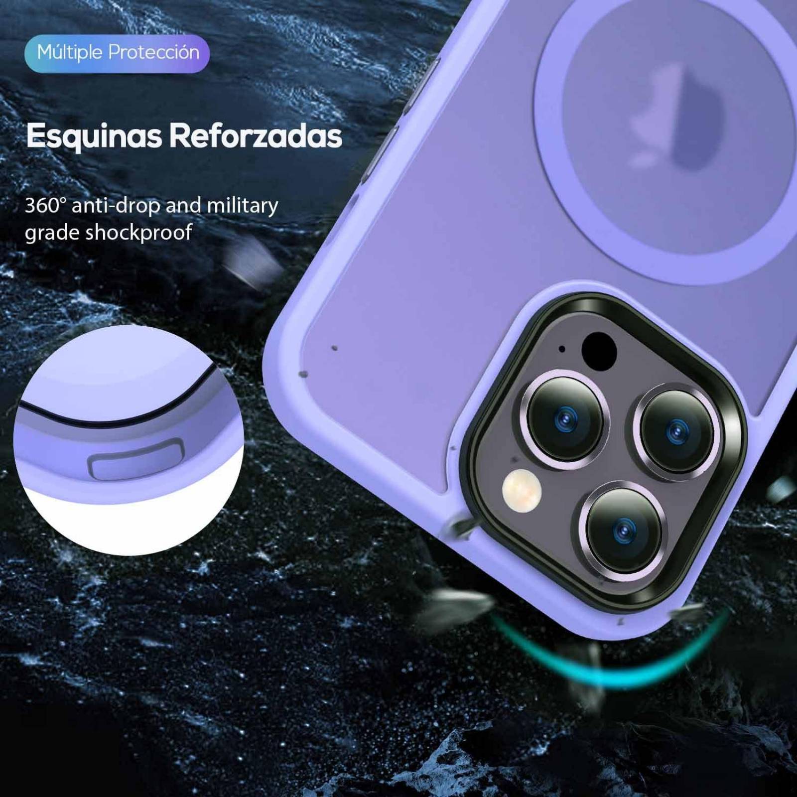 Funda TEKKU Matte Style para iPhone 15 PRO MAX Trans Violeta compatible con MagSafe