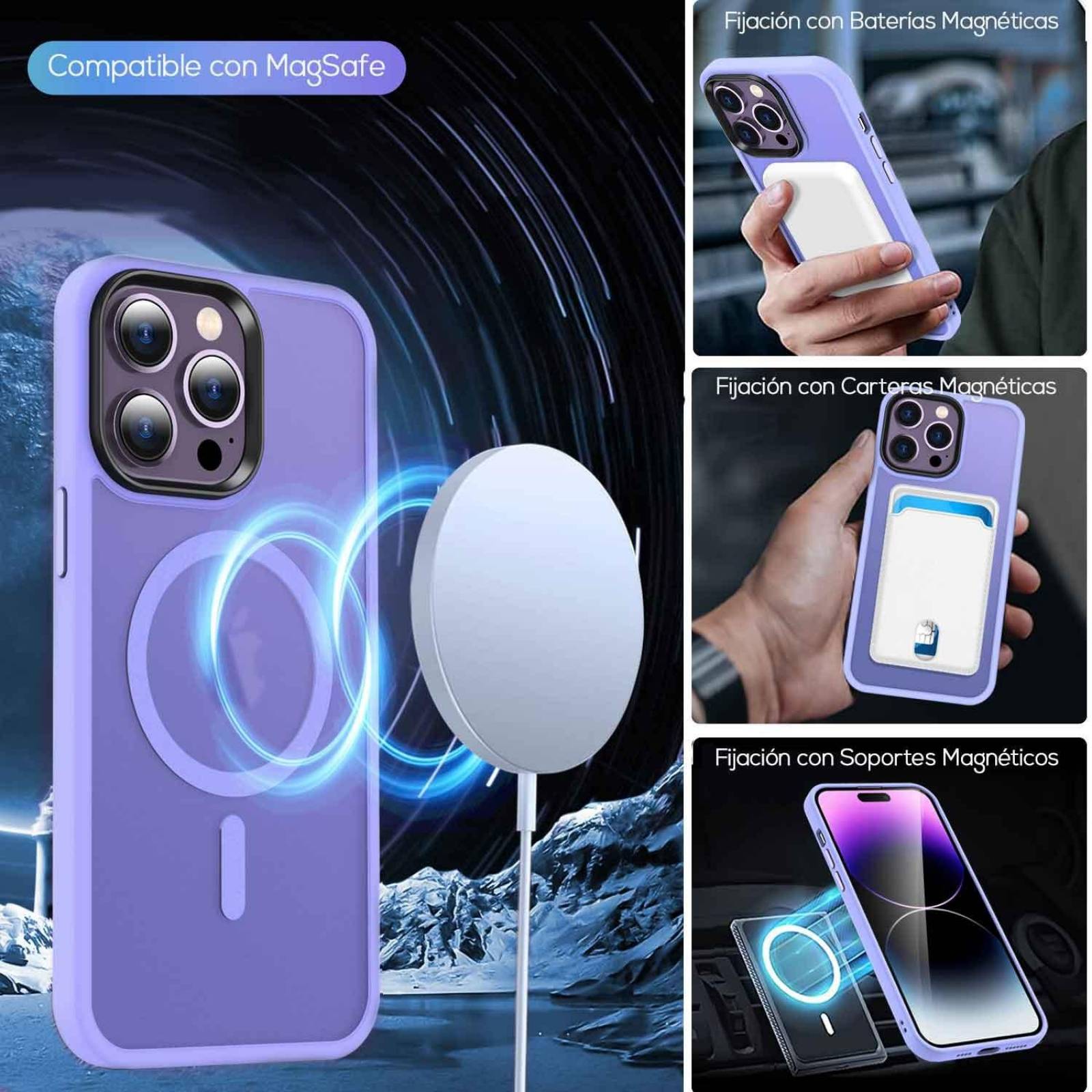 Funda TEKKU Matte Style para iPhone 15 PRO MAX Trans Violeta compatible con MagSafe