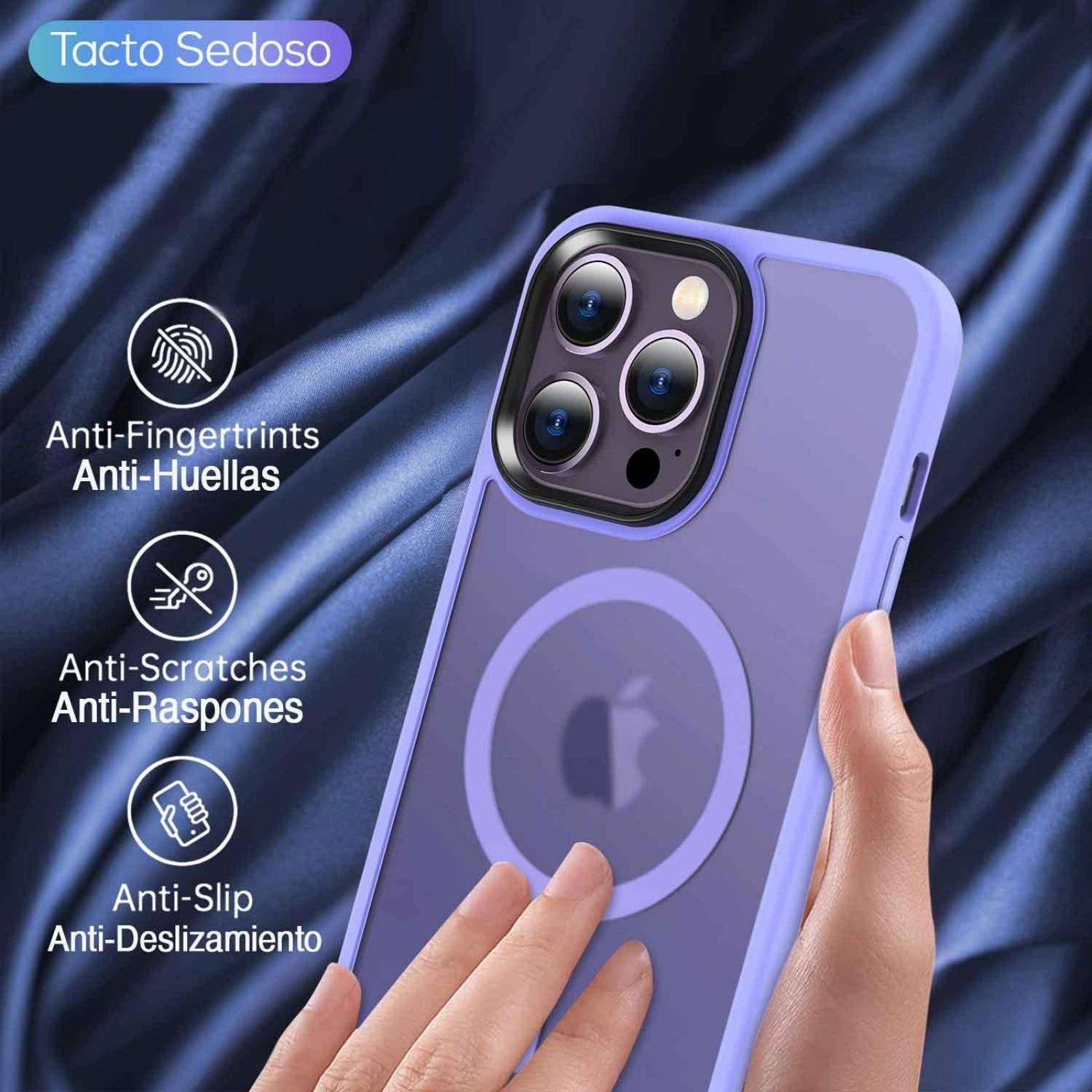 Funda TEKKU Matte Style para iPhone 15 PRO MAX Trans Violeta compatible con MagSafe