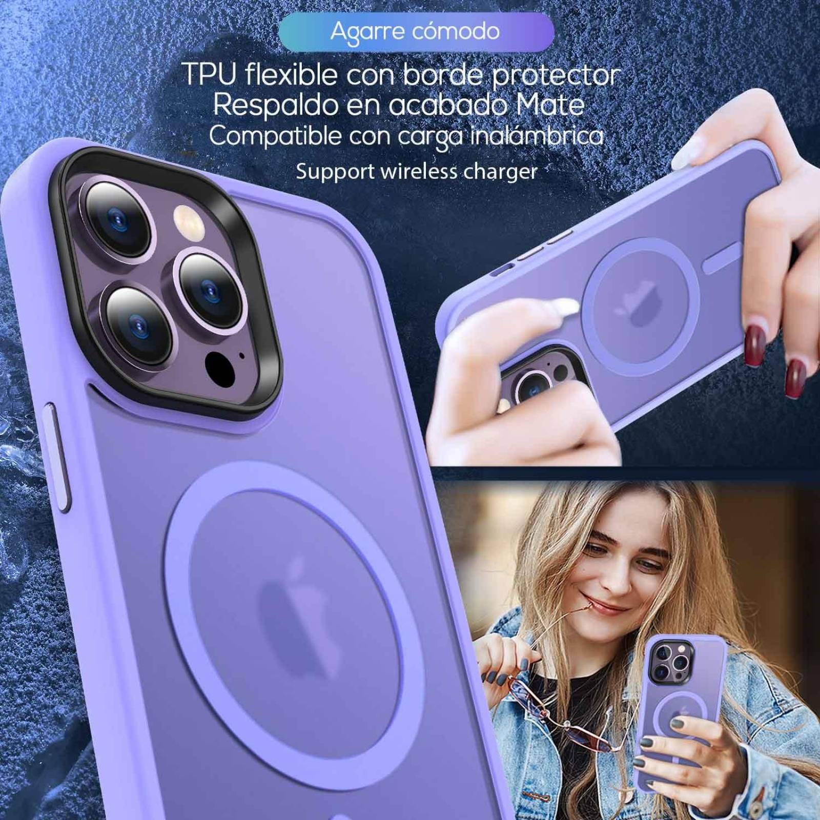 Funda TEKKU Matte Style para iPhone 15 PRO MAX Trans Violeta compatible con MagSafe