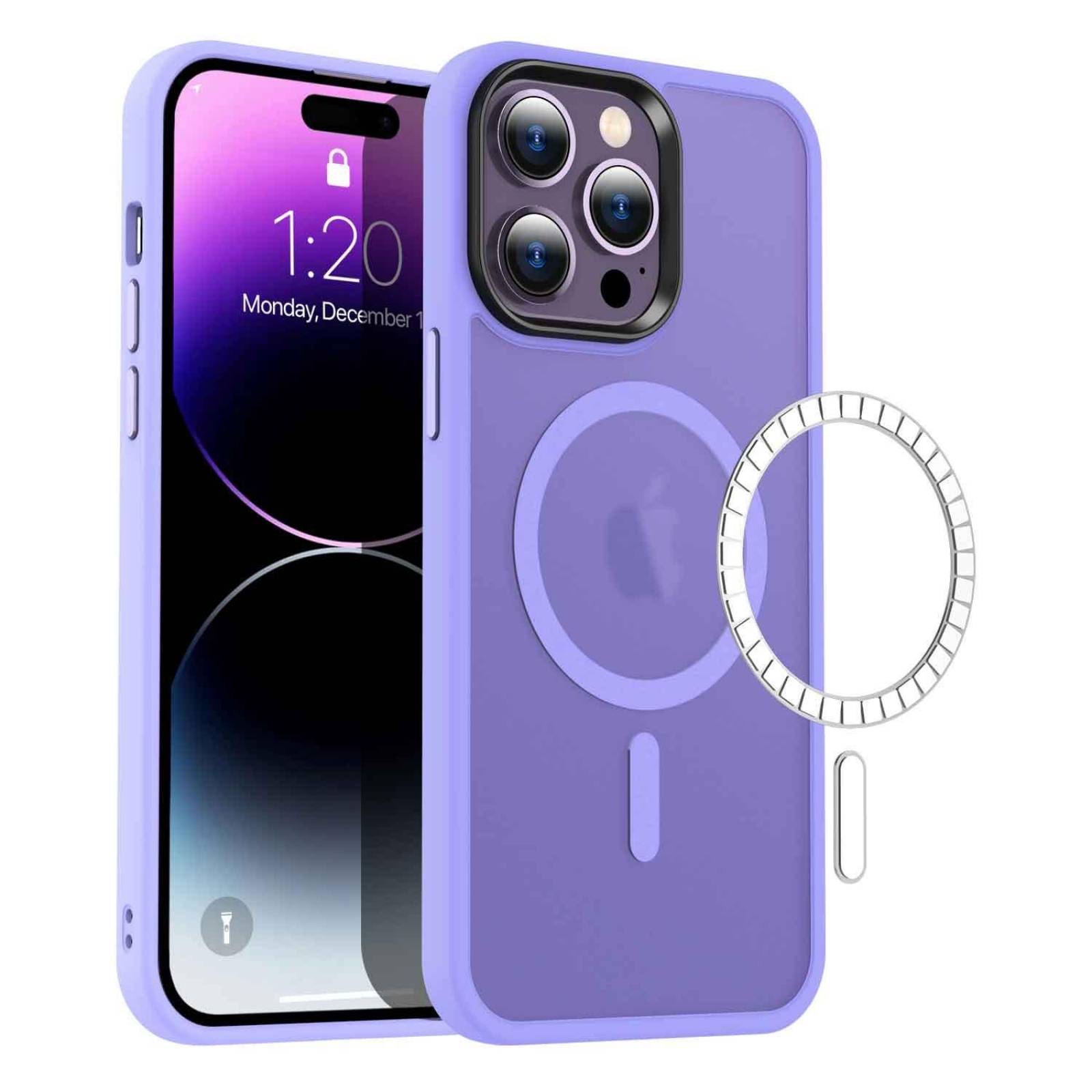 Funda TEKKU Matte Style para iPhone 15 PRO MAX Trans Violeta compatible con MagSafe