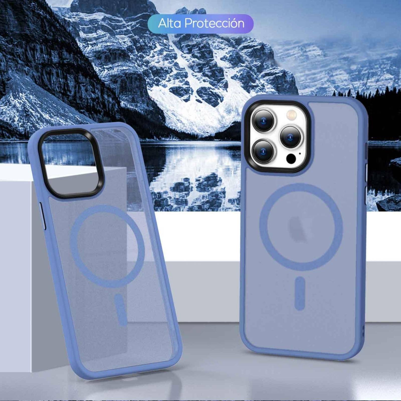 Funda TEKKU Matte Style para iPhone 15 PRO MAX Trans Azul compatible con MagSafe
