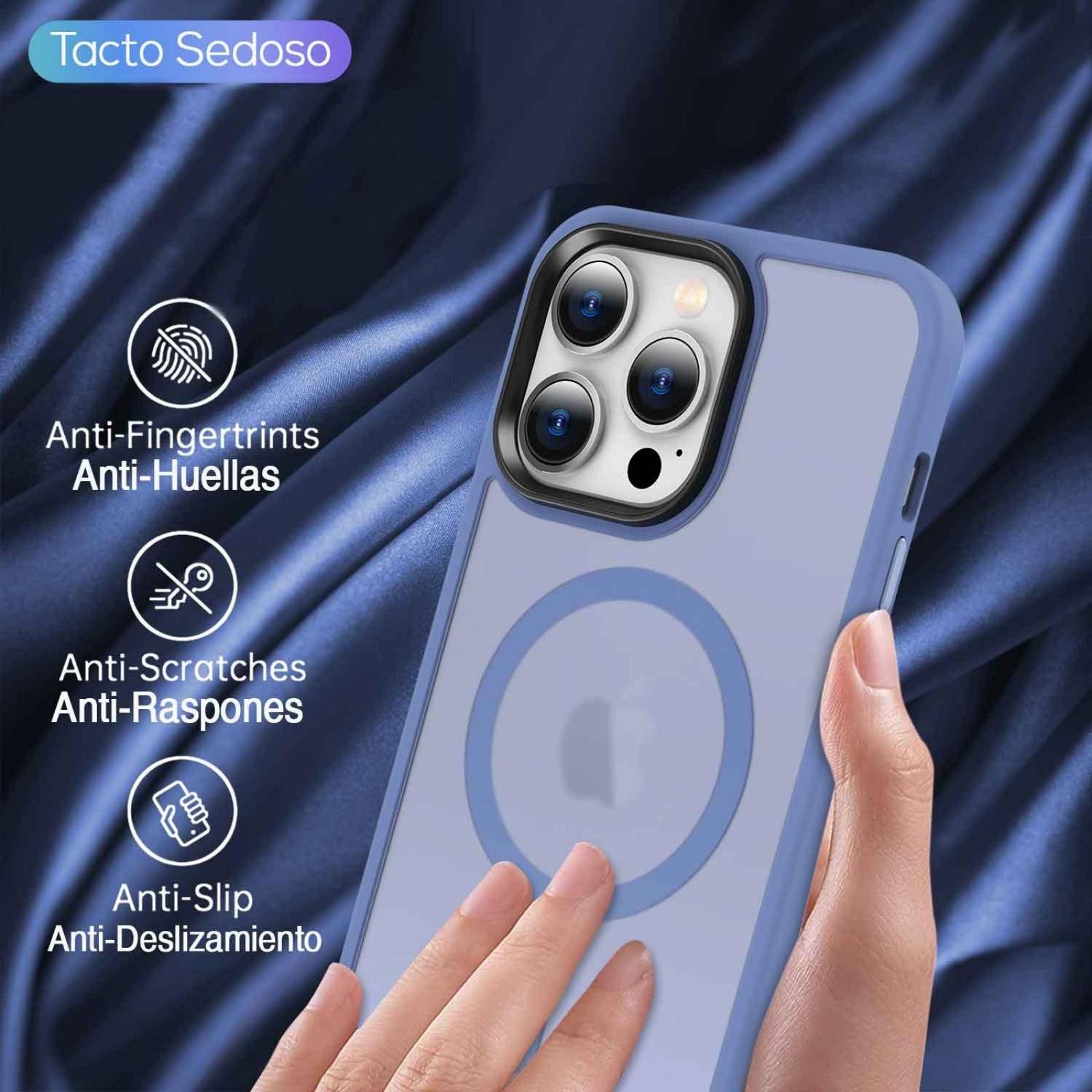 Funda TEKKU Matte Style para iPhone 15 PRO MAX Trans Azul compatible con MagSafe