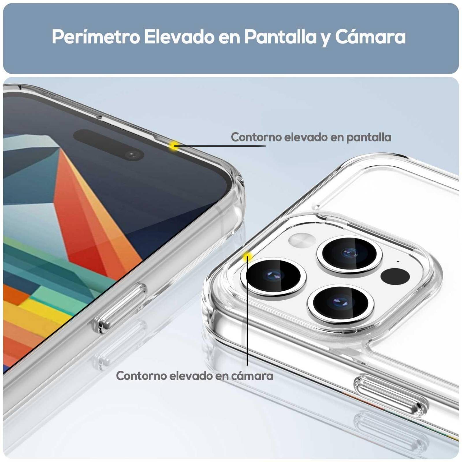 Funda TEKKU TPU Rugged para iPhone 15 PRO MAX Transparente .