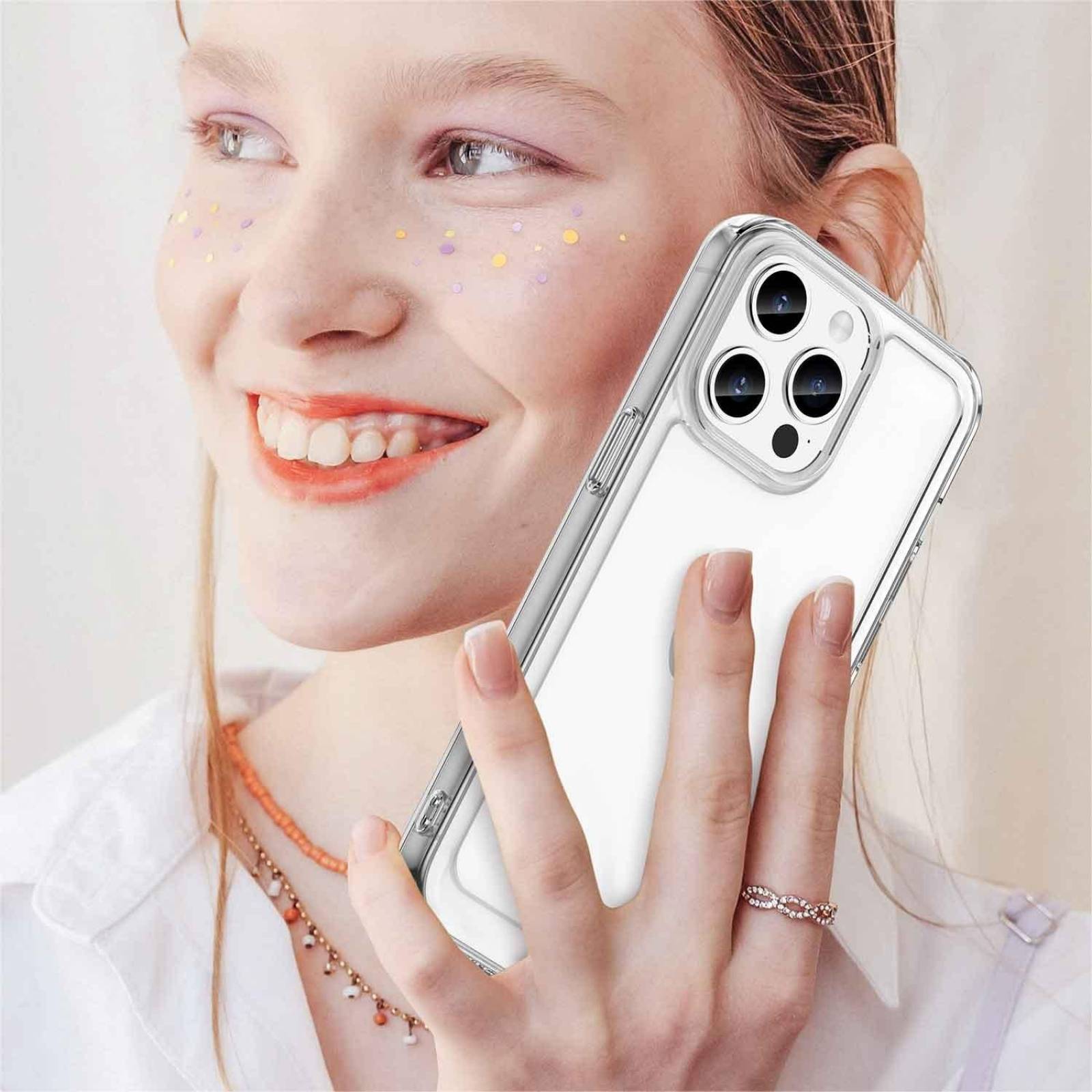 Funda TEKKU TPU Rugged para iPhone 15 PRO MAX Transparente .