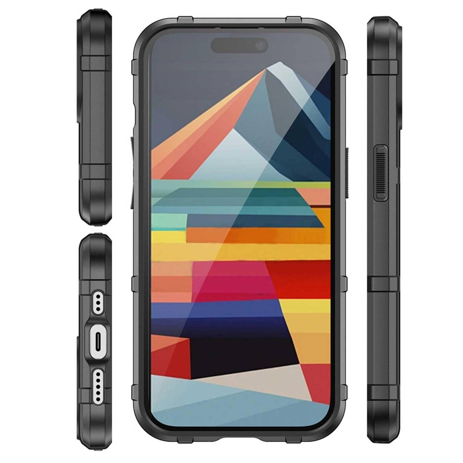 Funda TEKKU Rugged Shield para iPhone 15 PLUS Negra 