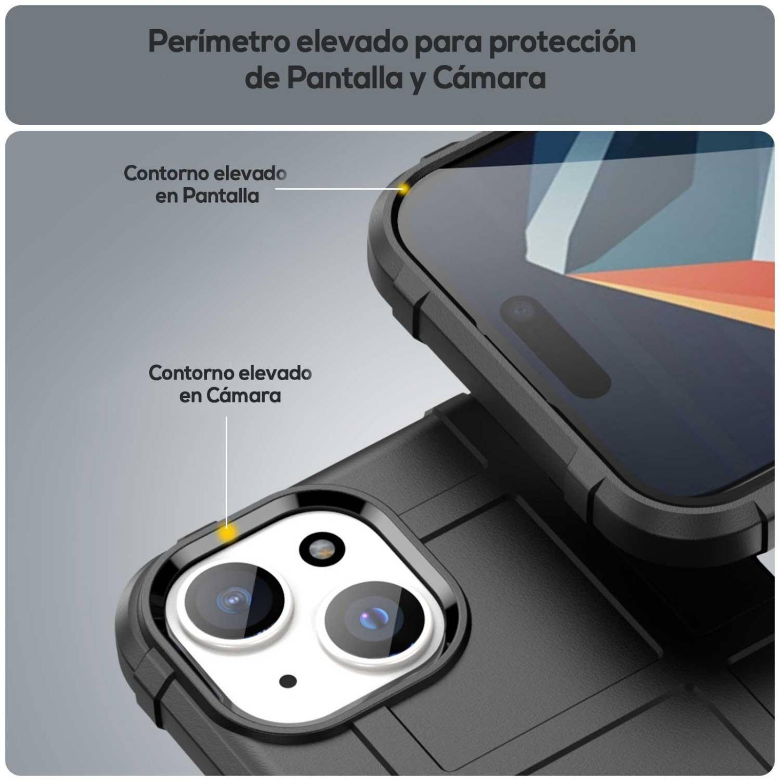 Funda TEKKU Rugged Shield para iPhone 15 PLUS Negra 