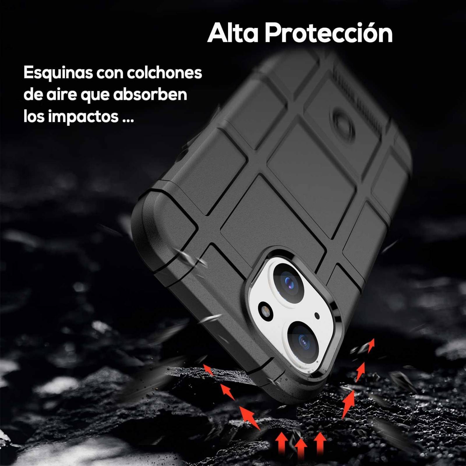 Funda TEKKU Rugged Shield para iPhone 15 PLUS Negra 