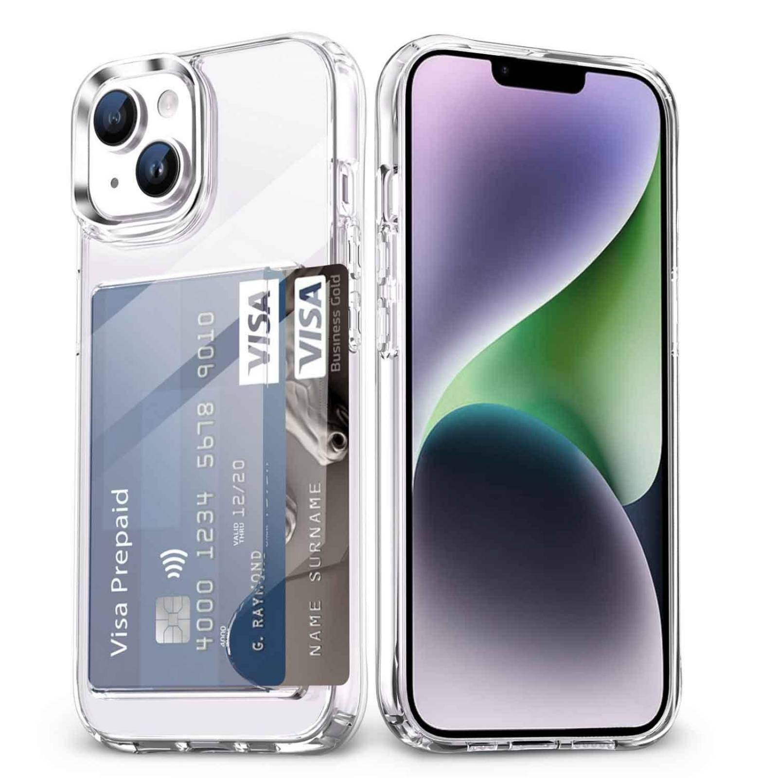 Funda TEKKU porta Tarjetas para iPhone 15 Transparente .