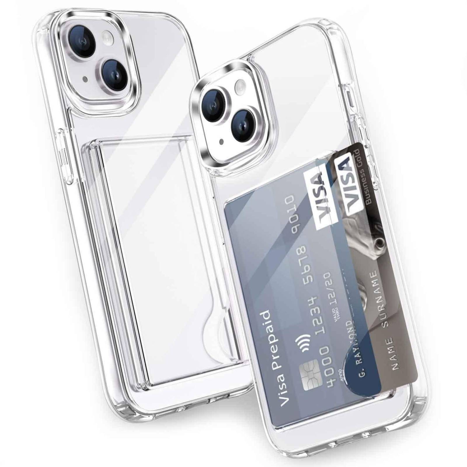 Funda TEKKU porta Tarjetas para iPhone 15 Transparente .