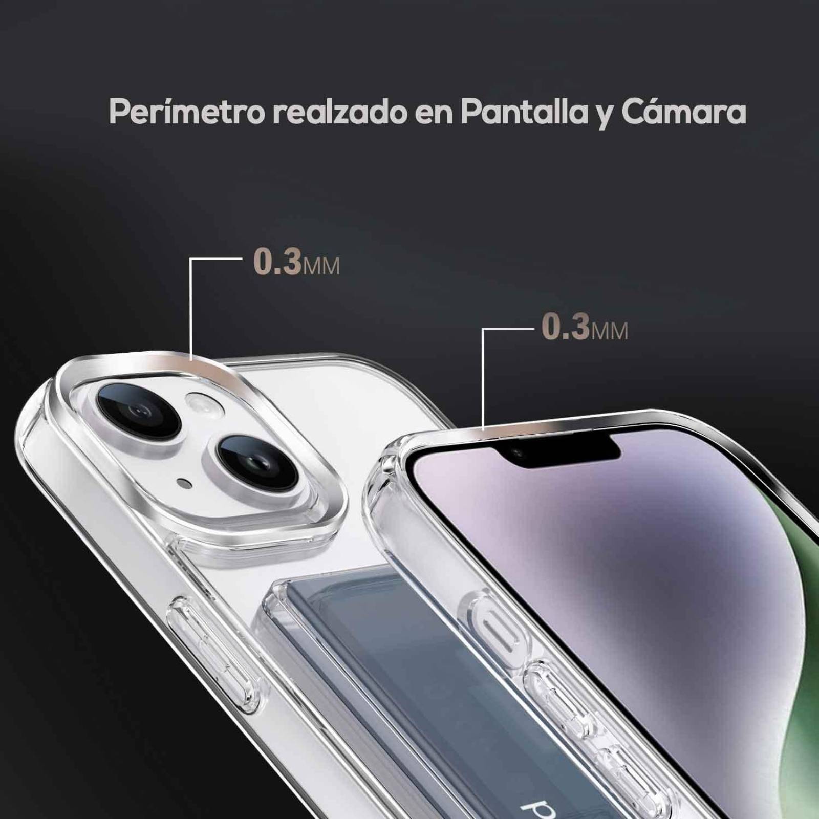 Funda TEKKU porta Tarjetas para iPhone 15 Transparente .