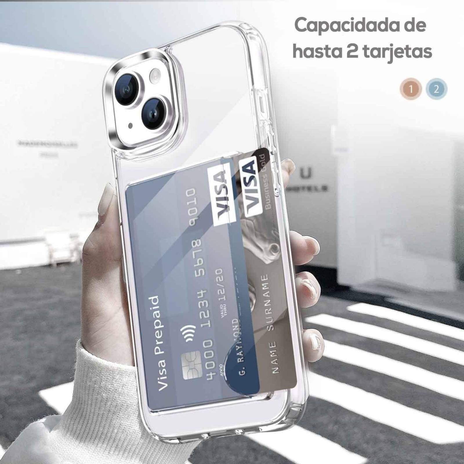 Funda TEKKU porta Tarjetas para iPhone 15 Transparente .