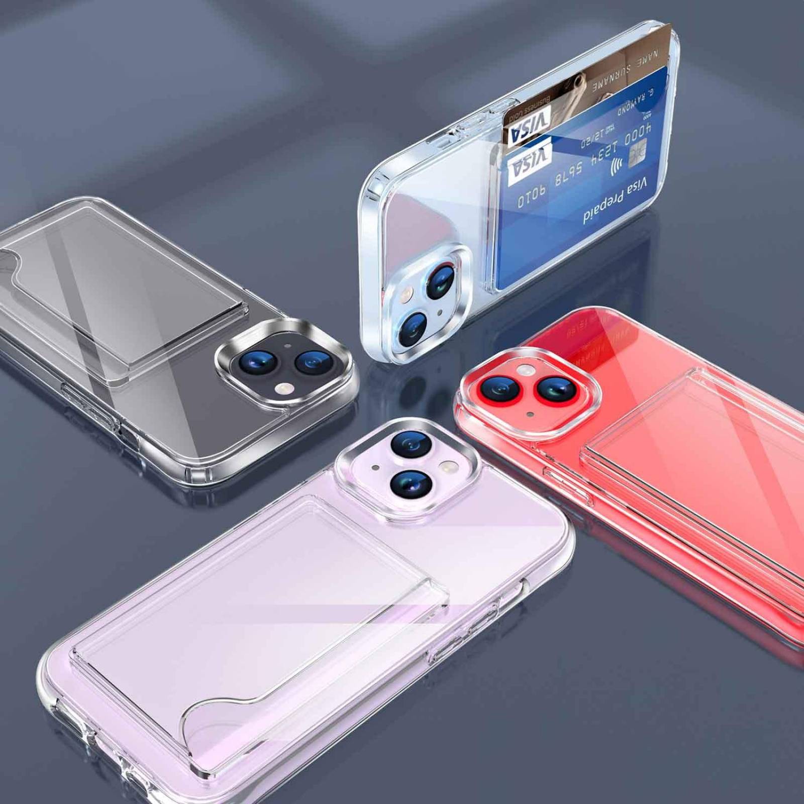 Funda TEKKU porta Tarjetas para iPhone 15 Transparente .