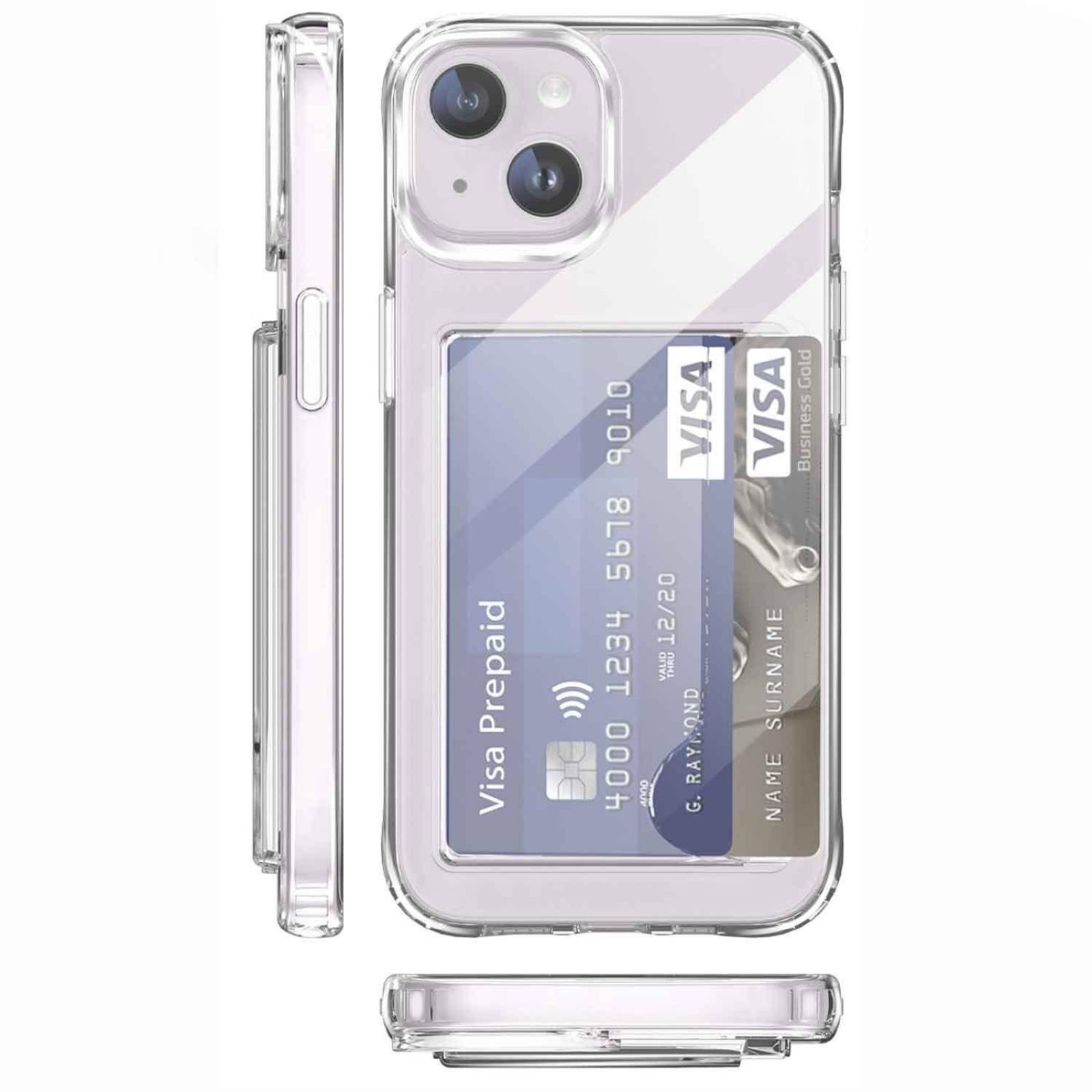 Funda TEKKU porta Tarjetas para iPhone 15 Transparente .