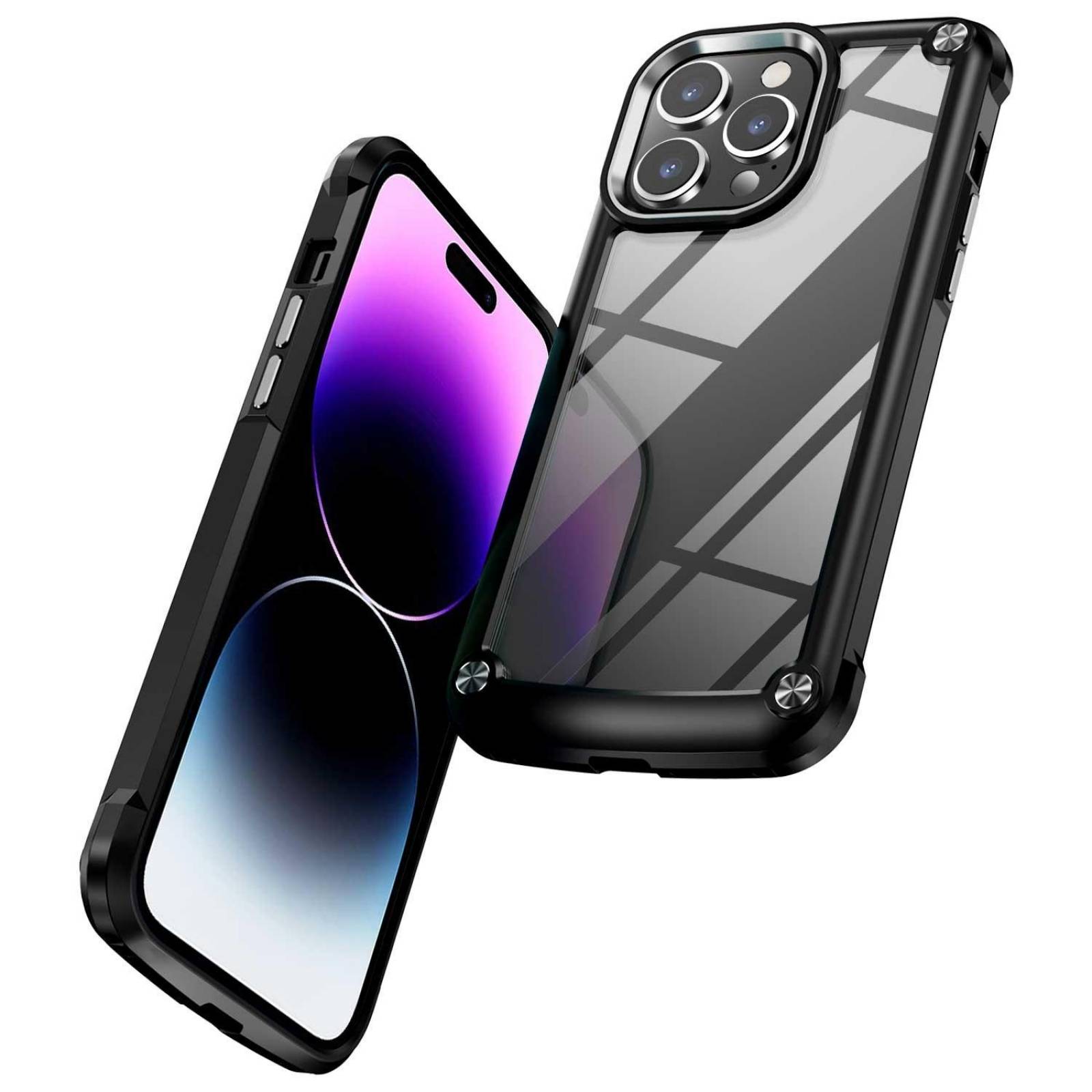 Funda TEKKU Shock Hardshell para iPhone 15 PRO MAX Negra Transparente 