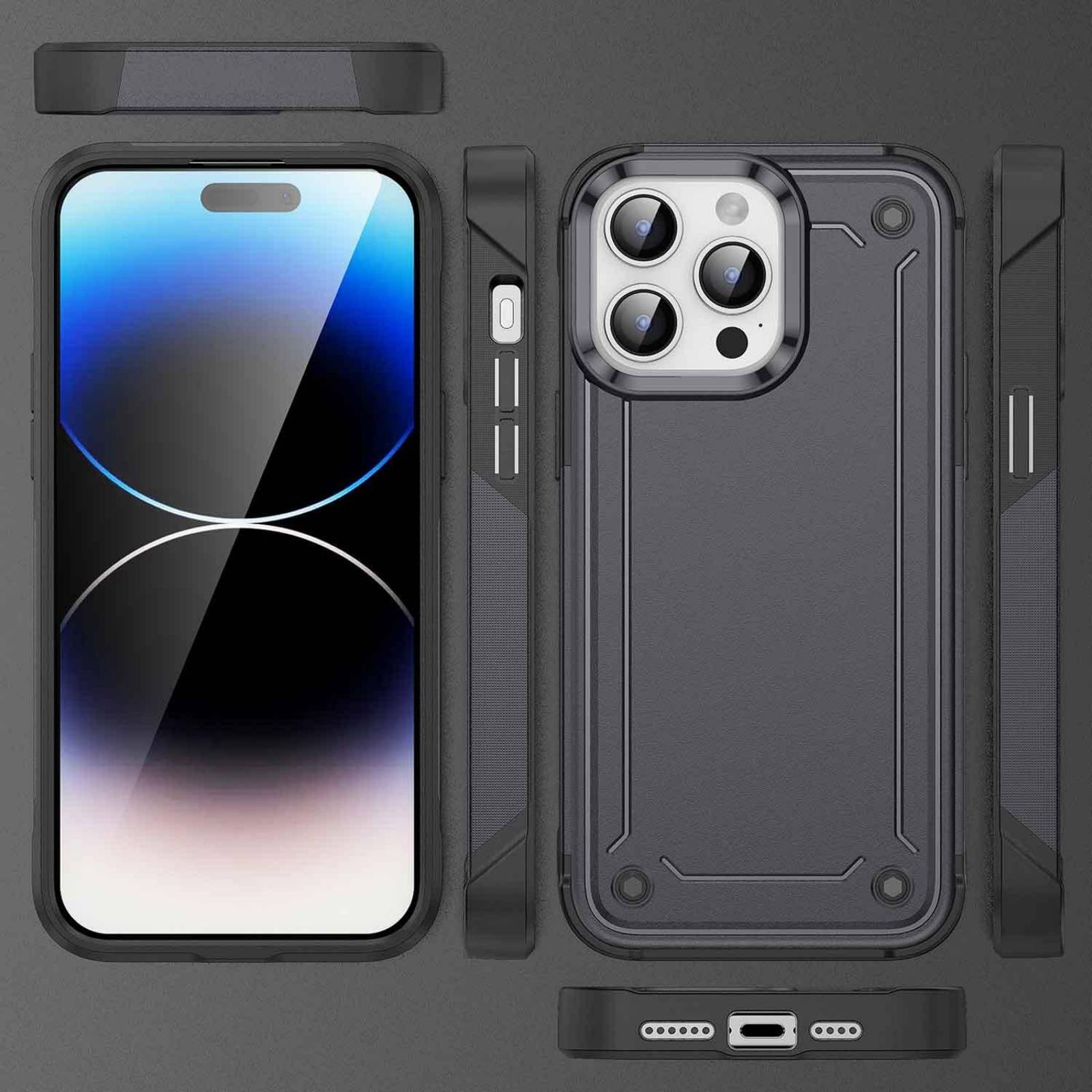 Funda TEKKU Tough cover para iPhone 15 PRO MAX Negra 