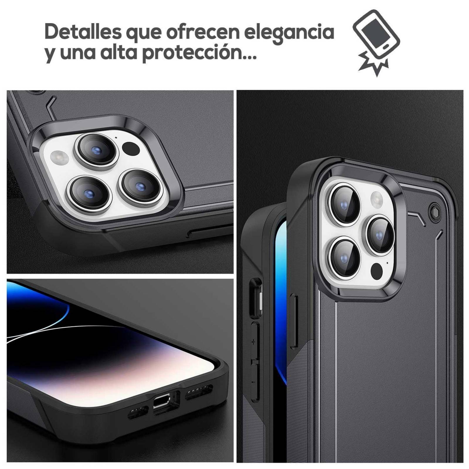 Funda TEKKU Tough cover para iPhone 15 PRO MAX Negra 
