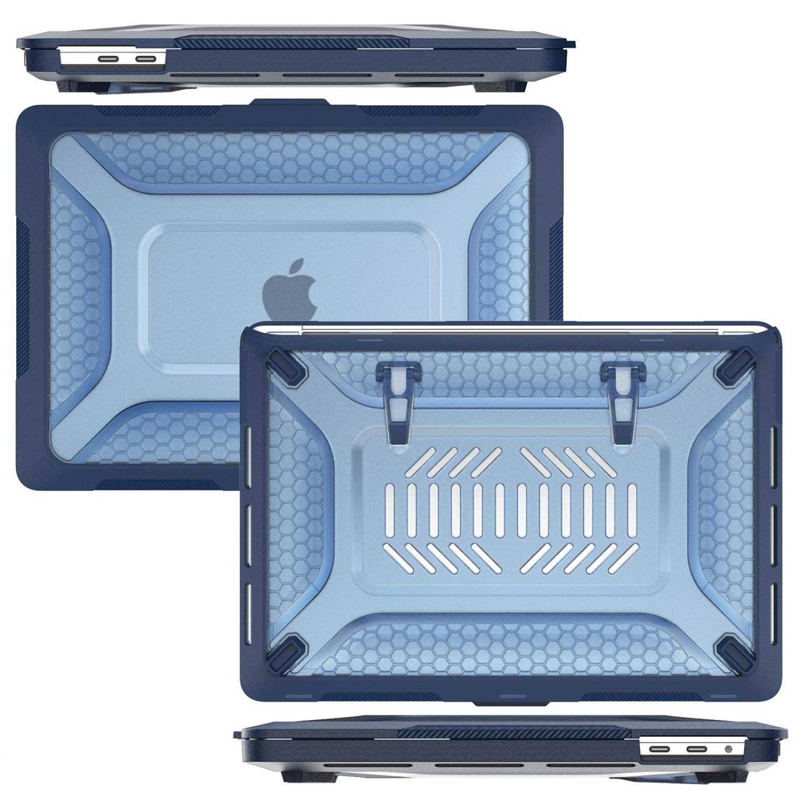Funda TEKKU HC para MacBook Pro 13 M1 M2 uso rudo Azul A2338 A2238 A2289 A2251 A2159 A1989 A1706 A1708