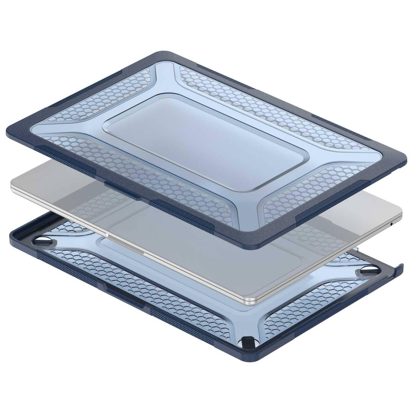 Funda TEKKU HC para MacBook Pro 13 M1 M2 uso rudo Azul A2338 A2238 A2289 A2251 A2159 A1989 A1706 A1708