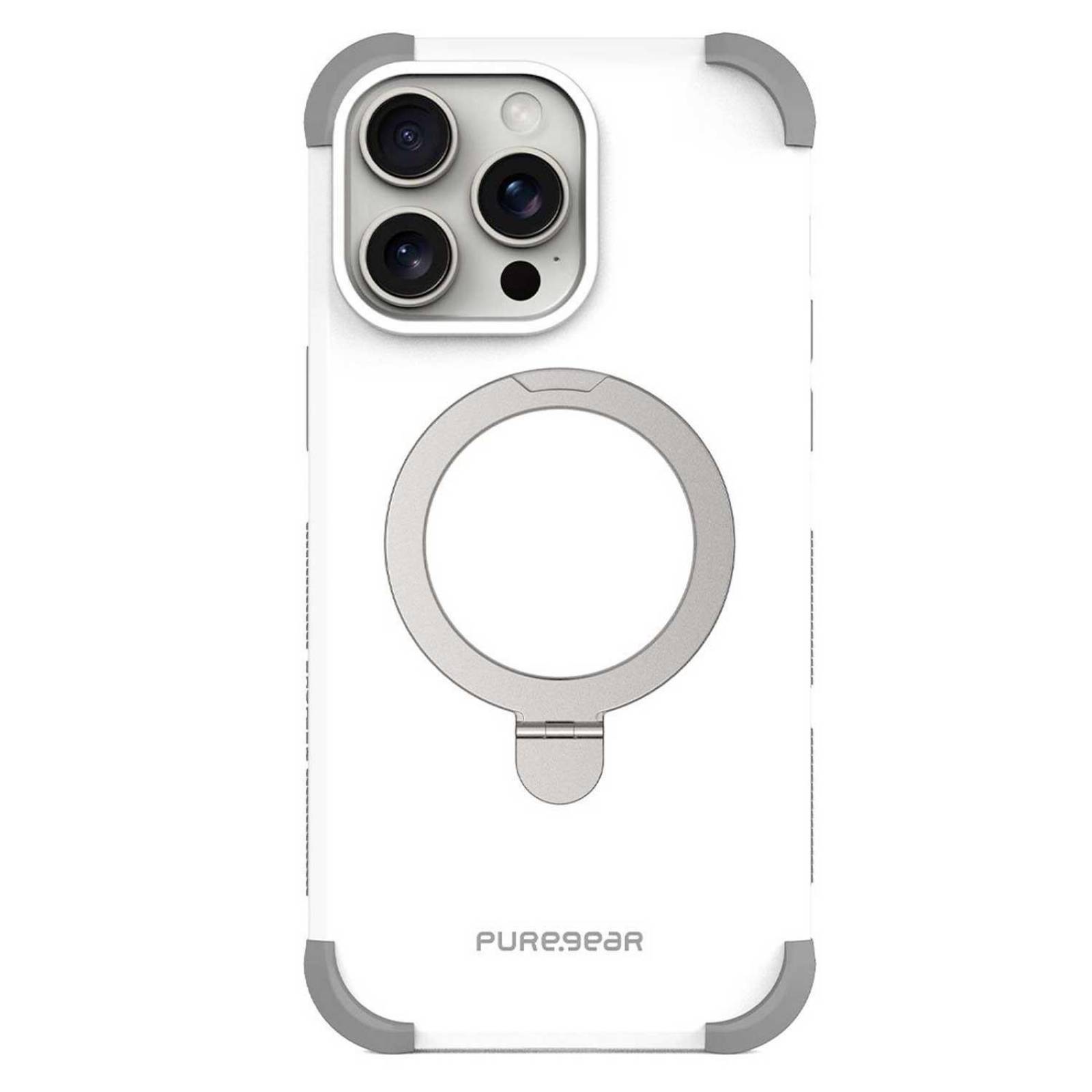 . Funda PUREGEAR Dualtek Mag para iPhone 15 PRO Blanca Kickstand 