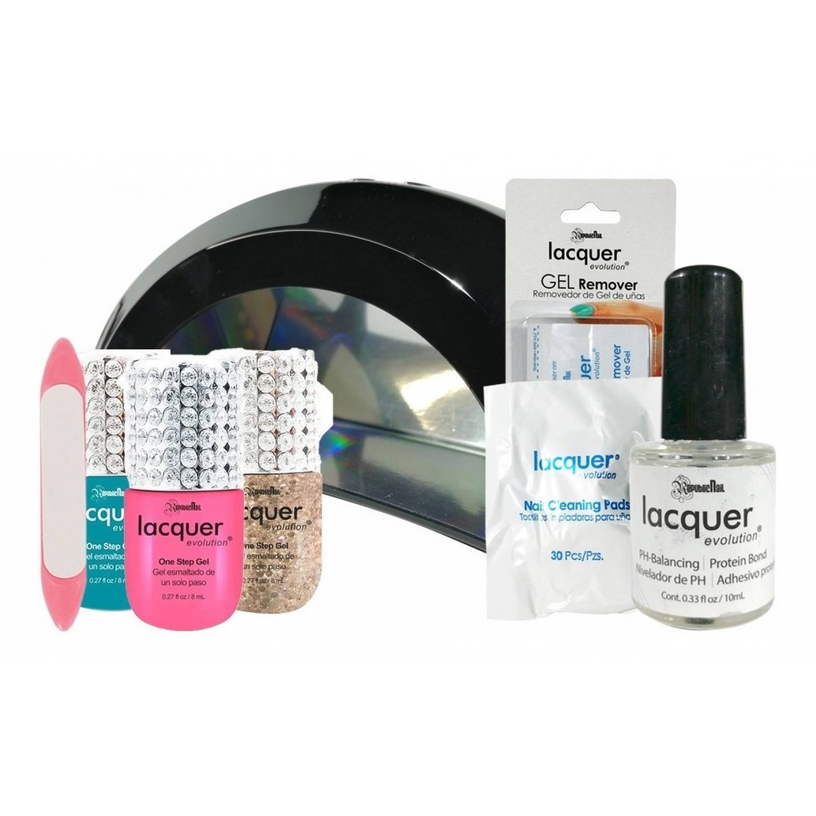Kit 3 Gel De Uñas + Lámpara Lacquer Evolution Republic Nail